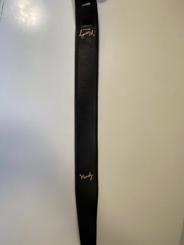 Moody Guitar Strap Black/Black Leather Long 2021