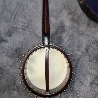 Langstyle Banjo uke :travel tenor banjo 1920’s - Walnut Laquer Nickel Parts image 6