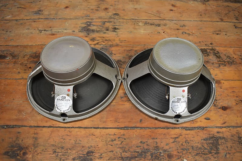 Pair of Fane Sound City Pulsonic cone speakers from 1972 & Hiwatt Marshall Vox image 1
