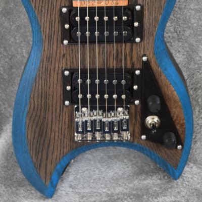 Hand Made Lap Steel 2-hum VT3way Shannon X-Axe 2022 Stain Black Blue Bevels Satin Relic image 4