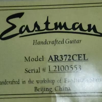 2021 Eastman AR372CEL Left-Handed Archtop Electric w/ Case, Pro Setup #0553 image 8
