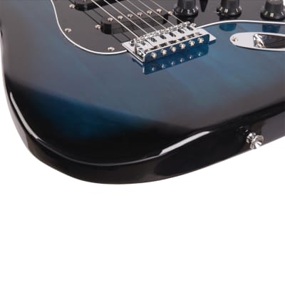 Glarry GST Stylish Electric Guitar Kit with Black Pickguard Dark Blue image 9
