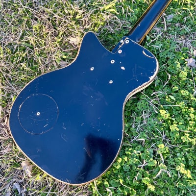 1959 Silvertone Model 1444 Danelectro Made Dolphin Nose Bass Guitar Black over Copper image 16