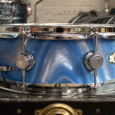 1960s Camco 5x14 Oaklawn Blue Satin Flame Snare Drum image 8