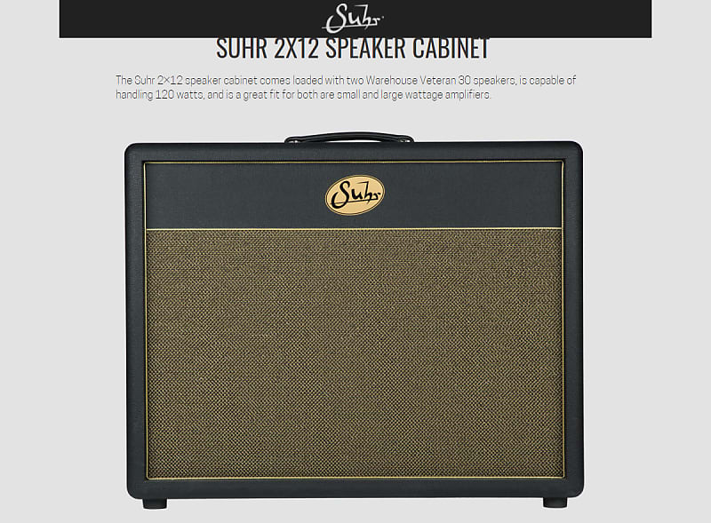 Suhr 2X12 Speaker Cabinet  Celestion Vintage 30 Black with Gold Grill image 1