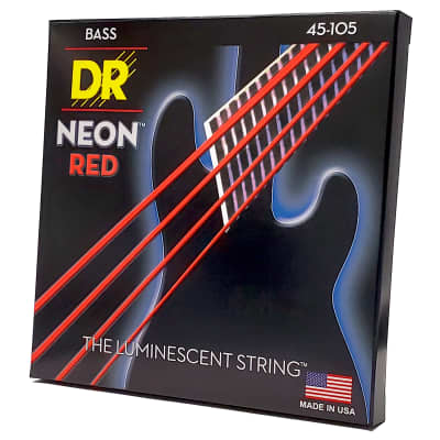 DR Strings Hi-Def Neon Red Colored Bass Strings: Medium 45-105 image 4