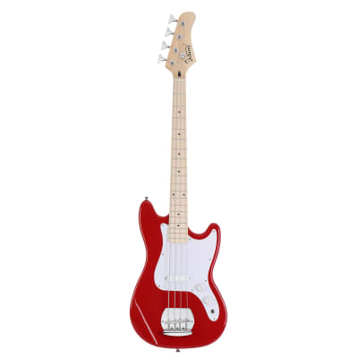 Glarry 4-String 30in Short Scale Thin Body GB Electric Bass Guitar with Bag Strap Connector Wrench Tool 2020s - Red image 7