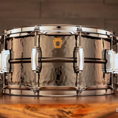 LUDWIG 14 X 6.5 LB417K HAMMERED BLACK BEAUTY SNARE DRUM, BRASS