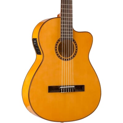 Lucero LFB250Sce Spruce/Cypress Thinline Acoustic-Electric Classical Guitar Regular Natural for sale