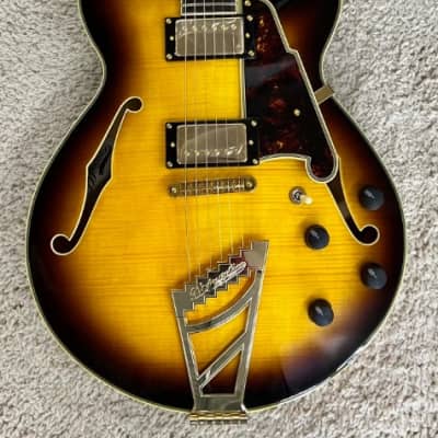 D'Angelico Excel SS Semi-Hollow Body Guitar, Vintage Sunburst, DAESSVSBGTPO image 3