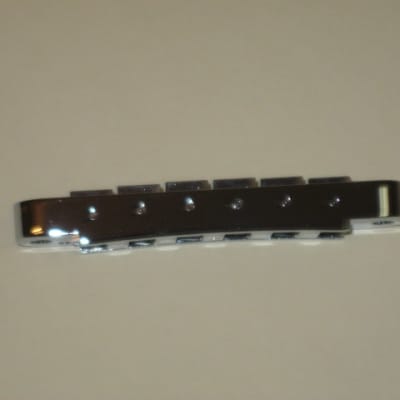 new very near A+ (NO packaging) genuine Gibson Nashville Tune-O-Matic Bridge Chrome: bridge + saddles and height adjustment mounting pieces (NO anchors) image 17