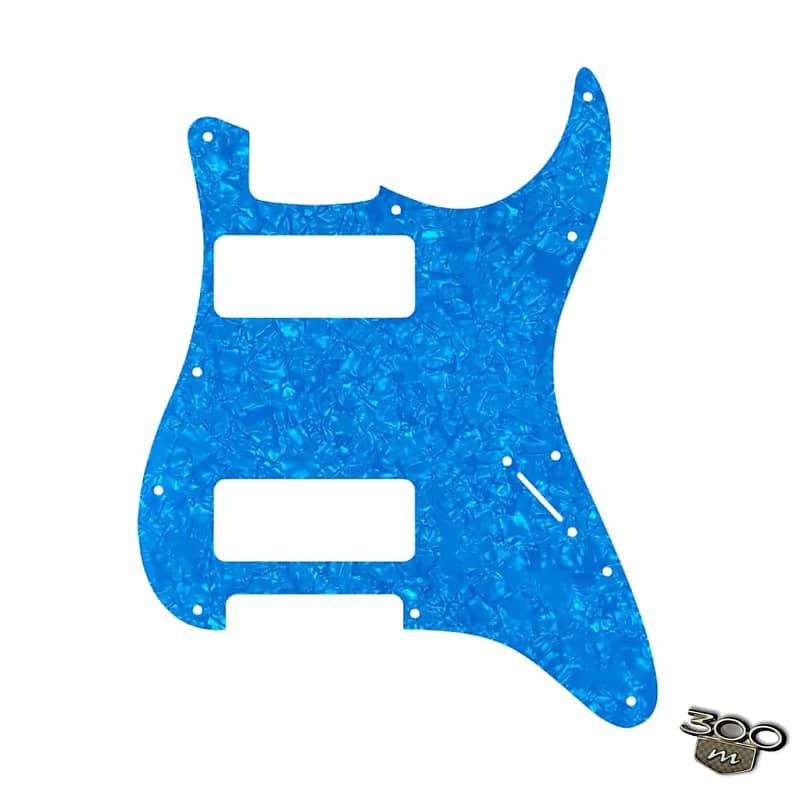 4 Ply Blue Pearl Double P90 Strat Style Pickguard image 1