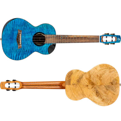 Flight Comet EQ-A Blue Tenor Ukulele New - solid stained flamed maple top image 5
