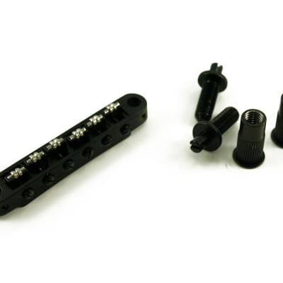 Tonepros TPFR-B Black tunematic roller saddle bridge,  Fits Bigsby B3 B5 B6 B7, Epiphone large hole image 1
