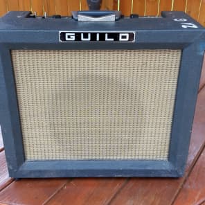 1963 Guild Model 66-J Tube Guitar Amp Grey Tolex With Tan Grille Cloth Great Sound 20 Watts 2 X 6V6 image 1