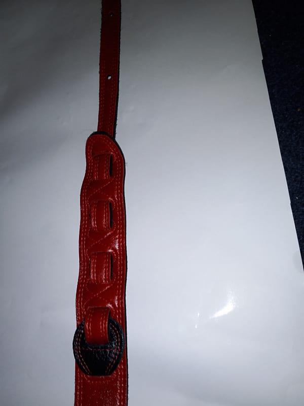 reversable red/black leather guitar strap 55" image 1