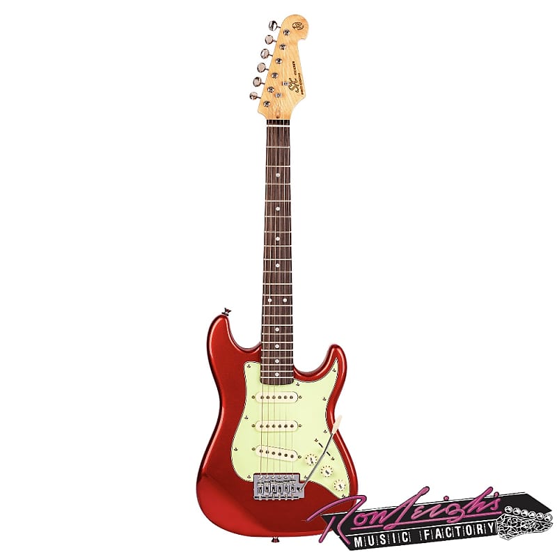 SX 'VTG' Series 1/2 Size Vintage Style 'ST' Electric Guitar in Candy Apple Red with Gig Bag image 1