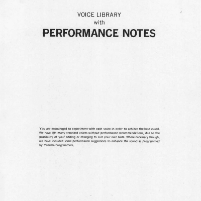 Yamaha DX7 Performance Notes