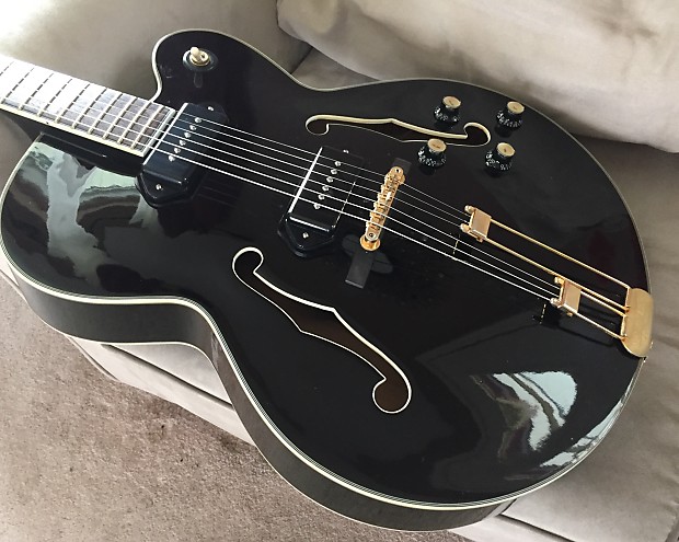Epiphone Broadway 1998 rare black finish, dogear P90 pickups