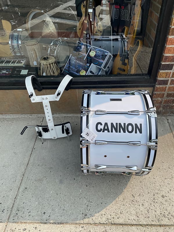 Cannon Marching Percussion White Marching Bass Drum 22" X 14" image 1