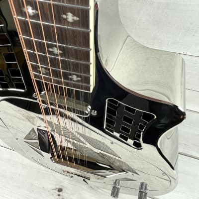 Royall Trifecta TC-14 Bright Mirror Nickel Finish Cutaway 12 String Tricone Resonator Guitar With Pickup image 11