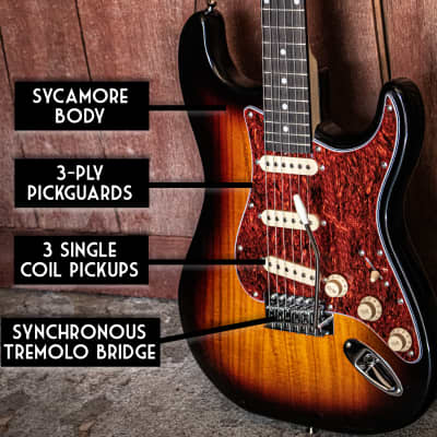 Sawtooth Left-Handed Black ES Series Electric Guitar w/ Chrome Pickguard - Includes: Accessories, Amp & Gig Bag image 2