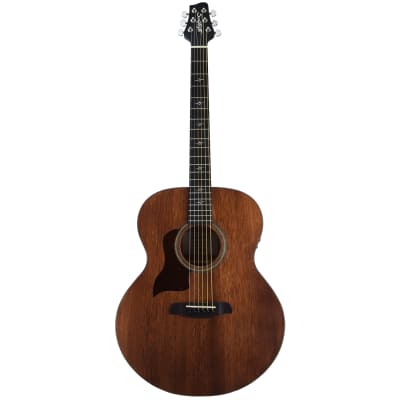 Sawtooth Mahogany Series Left-Handed Solid Mahogany Top Acoustic-Electric Jumbo Guitar with Padded Gig Bag and Pick Sampler image 2