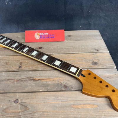 Real Life Relics Nitro Roasted Maple With Bound Rosewood Fingerboard Block Inlays Jazzmaster® Strat® Stratocaster Neck Large Headstock 22 Stainless Steel Frets JSRRNBSS #5