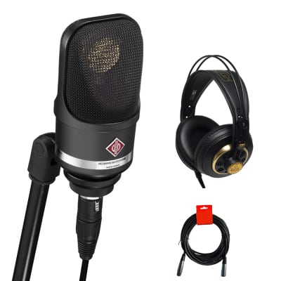 Neumann TLM 107 Multi-Pattern Large Diaphragm Condenser Microphone (Black) Bundle with AKG K240 Studio Pro Headphone and XLR-XLR Cable image 1