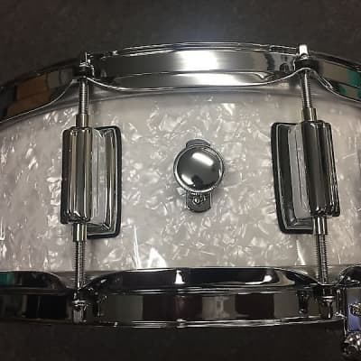 Rogers 5x14" Dyna-Sonic Custom Built Maple Snare Drum in White Marine Pearl w/ Beavertail Lugs image 3