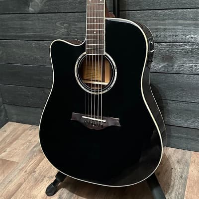 Wood Song DCE Left Handed Black Dreadnought Acoustic-Electric Guitar image 3