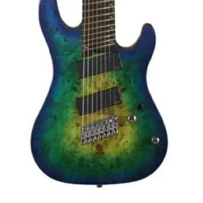 Cort KX508MS KX Series 8 String Electric Guitar. Mariana Blue Burst image 4