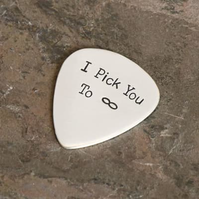 sterling silver guitar pick - playable and stamped with i pick you to infinity image 3