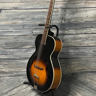 Used Kay 1950's Archtop Acoustic Guitar with Gig Bag- Sunburst image 6