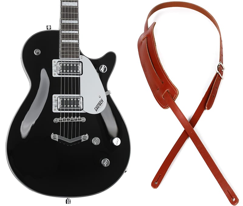 Gretsch G5220 Electromatic Jet BT Electric Guitar - Black  Bundle with Gretsch Vintage Leather Guitar Strap - Walnut image 1