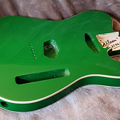 My Last Poplar body, bound on top and back in Kermit green made for a Tele neck. image 4