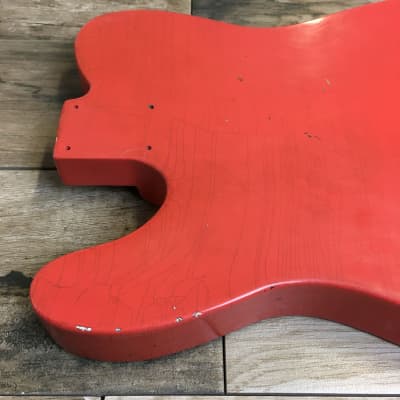 Franchin Mars guitar body FADED FIESTA RED nitro heavy relic cracks aged alder T-type image 10