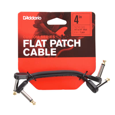 D'Addario PW-FPRR-204OS Planet Waves 1/4" TS Right-Angle Offset Flat Patch Cable - 4" (2)