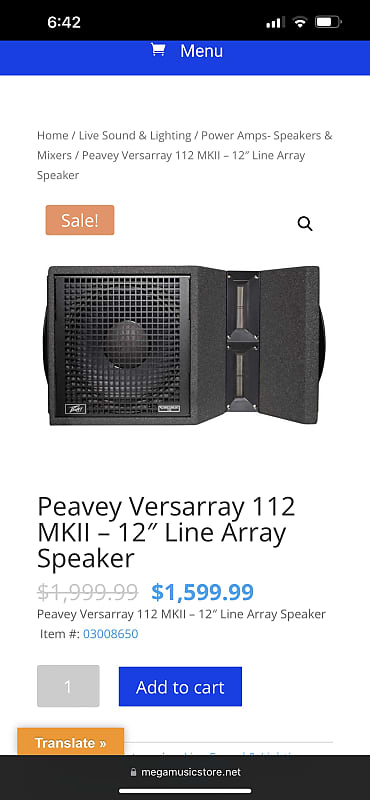 Peavey VERSARRAY-112 12IN Line Array Speaker