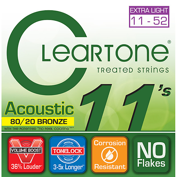 Cleartone Custom Light Gauge 80/20 Bronze Coated Acoustic Strings (11-52) image 1