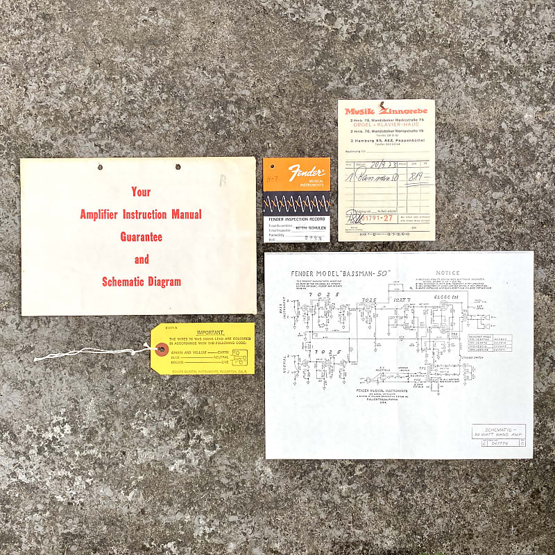 🎸 FENDER BASSMAN 50 PAPERWORK / 1973 / hang tags, wiring | Reverb