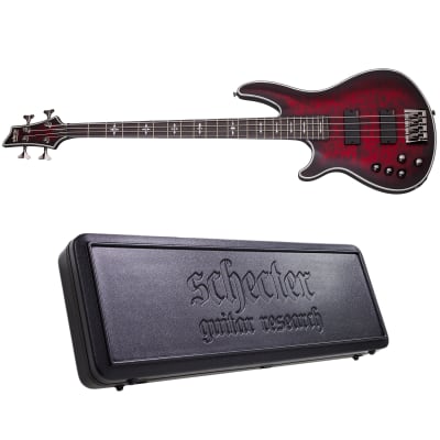 Schecter Hellraiser Extreme-4 LH Crimson Red Burst Satin CRBS Left-Handed Bass + Hard Case image 1