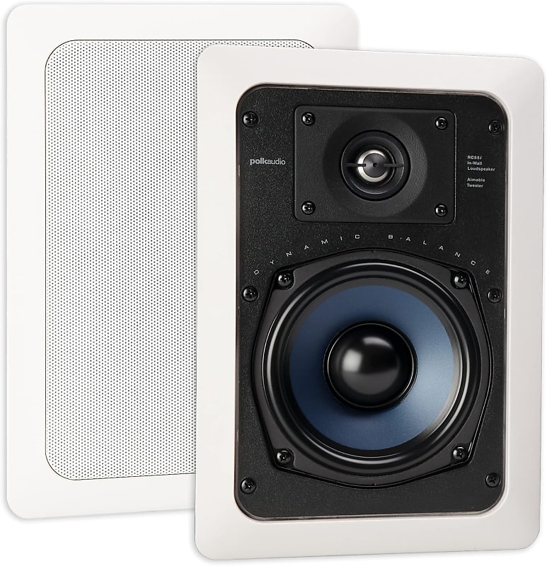 Polk Audio RC55i 2-Way In-Wall Speakers (Pair, White)  			