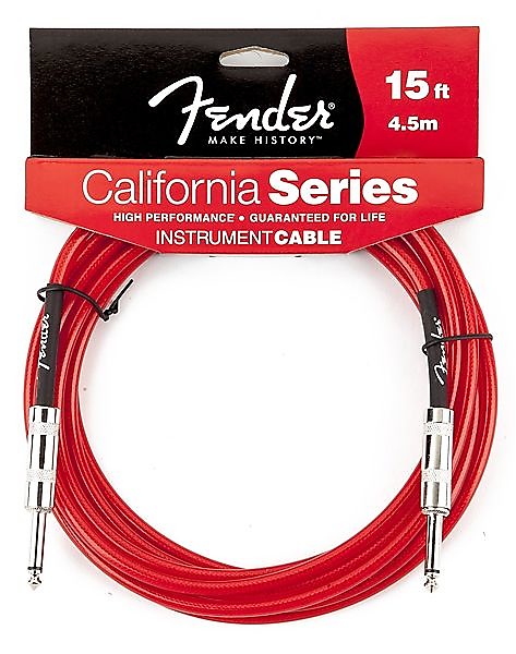 Fender California Instrument Cable, 15', Candy Apple Red 2016 image 1