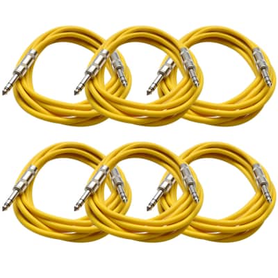 SEISMIC AUDIO - 6 PACK Yellow 1/4" TRS 10' Patch Cables image 2
