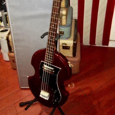 ~1966 Maxitone Electric Solidbody Bass Dark Red w. Hard Case image 3