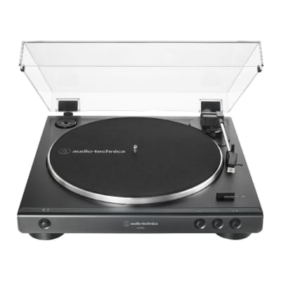 Audio-Technica AT-LP60X Fully Automatic Belt-Drive Stereo Turntable (Black) with M-Audio BX3 Graphite 3.5 Active Studio Monitors and Cleaning Kit image 2