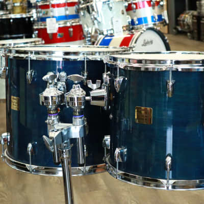 Used Yamaha Birch Custom Absolute 5-Piece Shell Pack 10/12/14/16/22 (Sea Blue Lacquer) Made In Japan image 6