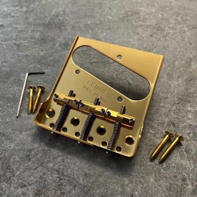 Fender Telecaster Bridge Cut Down Sides, Brass Saddles! Gold image 2