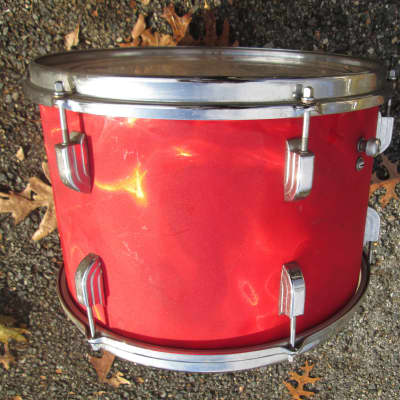 RARE Leedy (Slingerland) LEEDY  CHICAGO  Red Satin Flame 13" RIDE TOM Drum 1965 Red Satin Flame image 6